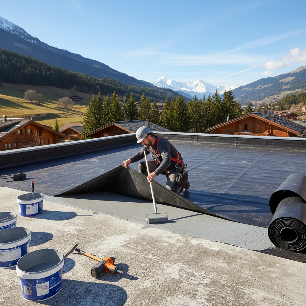 Pose membrane EPDM toit terrasse plat Haute-Savoie